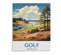 1000 Piece Jigsaw Puzzle for Adults,Golf Michigan Vintage Travel Poster,Wood Puzzle - for Adults Teens Educational Toys Gifts(75x50cm)-D83