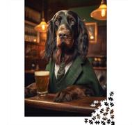 1000 Piece Jigsaw Puzzle for Adults, Gordon Setter in The Pub, 52x38cm/1000pcs, Thoughtful Gift Idea, Family Activity And Quiet Weekends