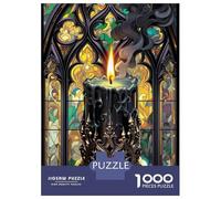 1000 Piece Jigsaw Puzzle for Adults Gothic Candle in Stained Glass Jigsaw for Adults Hands-on Game Improve Memory Birthday And Unique Gifts 52x38cm/1000pcs