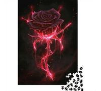 1000 Piece Jigsaw Puzzle for Adults, Gothic Red Rose with Glowing Thorns | For Christmas and winter evenings: Adult jigsaw puzzle with 1000 pieces; for quieter moments across Christmas and New Year.