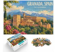1000 Piece Jigsaw Puzzle for Adults, Granada, Spain - The Alhambra | For puzzle lovers on Christmas morning, this adult jigsaw puzzle with 1000 pieces creates puzzle time on colder days.