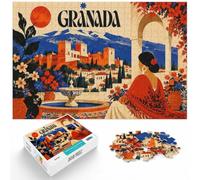 1000 Piece Jigsaw Puzzle for Adults, Granada Travel Poster | For relaxed weekends: Adult jigsaw puzzle with 1000 pieces; with the complete challenge to keep the challenge engaging.