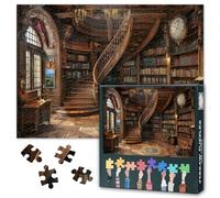 1000 Piece Jigsaw Puzzle for Adults Grand Library with Winding Staircase Elegant Home Office Decor Challenging Book Lover Gift 27.5x19.7 Inch