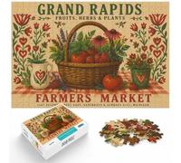1000 Piece Jigsaw Puzzle for Adults, Grand Rapids Farmers Market | For relaxed weekends: Adult jigsaw puzzle with 1000 pieces; when a calm, focused hobby suits the moment.