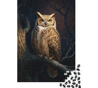 1000-Piece Jigsaw Puzzle for Adults, Great Horned Owl Perched on Branch, 52x38cm/1000pcs, Gift for Puzzle Lovers, Relaxing Indoor Activity And Time at Home