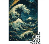 1000-Piece Jigsaw Puzzle for Adults, Great Wave with Mountain Painting, 52x38cm/1000pcs, Relaxing Winter Hobby, Focused Screen-Free Time And Cosy Evenings