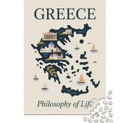 1000-Piece Jigsaw Puzzle for Adults, Greece︰ Philosophy of Life Map, 38x26cm/1000pcs, Idea, Screen-Free Activity And Quiet Winter Weekends