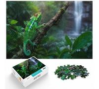 1000 Piece Jigsaw Puzzle for Adults, Green Chameleon on Tree Bark | For calm winter entertainment at home: Adult jigsaw puzzle with 1000 pieces creates puzzle time on colder days.