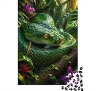 1000 Piece Jigsaw Puzzle for Adults, Green Snake Jungle Flowers