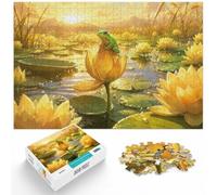 1000 Piece Jigsaw Puzzle for Adults, Green Tree Frog on Golden Lotus Bud | As a Christmas gift idea: Adult jigsaw puzzle with 1000 pieces; for a gift that can be enjoyed well beyond the holidays.