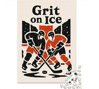 1000-Piece Jigsaw Puzzle for Adults, Grit on Ice Hockey, 52x38cm/1000pcs, Screen-Free Winter Activity, Weekend Downtime And Time at Home
