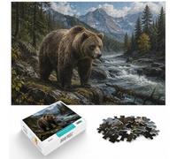 1000 Piece Jigsaw Puzzle for Adults, Grizzly Bear in Rainy Forest