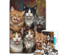 1000 Piece Jigsaw Puzzle for Adults, Group of Cats Making Funny Faces