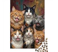 1000 Piece Jigsaw Puzzle for Adults, Group of Cats Making Funny Faces