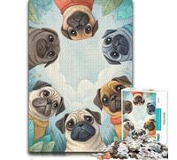1000 Piece Jigsaw Puzzle for Adults, Group of Pugs Looking Down | Choose a seasonal puzzle gift for winter afternoons for calm winter leisure.
