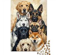 1000 Piece Jigsaw Puzzle for Adults, Group Portrait of Various Dog Breeds