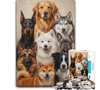 1000 Piece Jigsaw Puzzle for Adults, Group Portrait of Various Dog Breeds