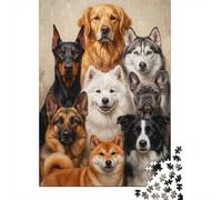 1000 Piece Jigsaw Puzzle for Adults, Group Portrait of Various Dog Breeds