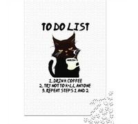 1000-Piece Jigsaw Puzzle for Adults, Grumpy Cat Coffee To-Do List, 52x38cm/1000pcs, Shared Puzzle Activity, Quiet Home Time And Time Together