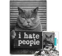 1000 Piece Jigsaw Puzzle for Adults, Grumpy Cat I Hate People Mugshot