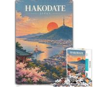 1000 Piece Jigsaw Puzzle for Adults, Hakodate Japan Vintage Poster | For holiday gatherings and quieter moments: 1000-piece jigsaw puzzle for adults fits long December evenings.