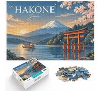 1000 Piece Jigsaw Puzzle for Adults, Hakone Japan Vintage Travel Poster | As a Christmas gift idea: Adult jigsaw puzzle with 1000 pieces suits quiet moments between celebrations.