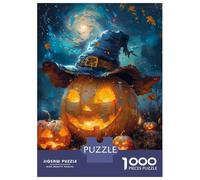 1000 Piece Jigsaw Puzzle for Adults Halloween Jack-o-Lantern with Hat Adult Jigsaw Puzzle Toy Wall Decor Precision Cutting Unique Gifts for Birthday And Christmas 70x50cm/1000pcs