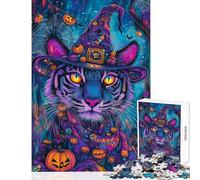 1000 Piece Jigsaw Puzzle for Adults Halloween Tiger Magic- Impossible Game Staycation Kill Time Educational Toy Enhance Love between Couples (50X75cm)