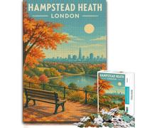 1000 Piece Jigsaw Puzzle for Adults, Hampstead Heath London Autumn Skyline | For rainy days at home: Adult jigsaw puzzle with 1000 pieces supports a slower, more focused form of entertainment.