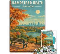 1000 Piece Jigsaw Puzzle for Adults, Hampstead Heath London Autumn Skyline | For screen-free leisure, this adult jigsaw puzzle with 1000 pieces offers a break from digital entertainment.