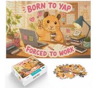 1000 Piece Jigsaw Puzzle for Adults, Hamster Born to Yap Forced to Work | For relaxed weekends at home, this adult jigsaw puzzle with 1000 pieces turns free time into a focused activity.