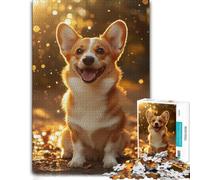 1000 Piece Jigsaw Puzzle for Adults, Happy Corgi in Golden Light | Enjoy a adult puzzle challenge on Sunday afternoons for rewarding progress.
