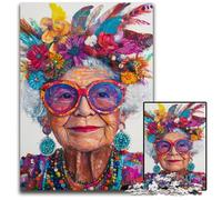 1000 Piece Jigsaw Puzzle for Adults Happy Grandma Wooden Puzzles for Age 14+ Educational Challenge Fun Activities at Home, Birthday Gifts, Travel Gifts 50X75CM