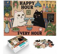 1000 Piece Jigsaw Puzzle for Adults, Happy Hour Cat Martini Art | For festive leisure at home: Adult jigsaw puzzle with 1000 pieces makes an engaging choice for festive family downtime.
