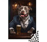 1000 Piece Jigsaw Puzzle for Adults, Happy XL Bully in the Pub