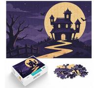 1000 Piece Jigsaw Puzzle for Adults, Haunted House Halloween Illustration | For the Christmas break: Adult jigsaw puzzle with 1000 pieces; for family downtime during the festive period.