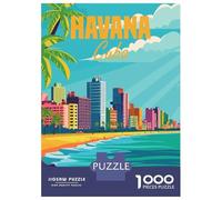 1000 Piece Jigsaw Puzzle for Adults, Havana Cuba Minimal Artwork, Creative Leisure Activity, Christmas Puzzle Collection, Pieces, 52x38cm/1000pcs