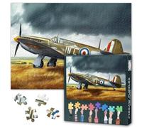 1000 Piece Jigsaw Puzzle for Adults Hawker Hurricane Wwii Fighter Plane Resting on Rainy Airfield Jigsaw Puzzles Historical Aviation Puzzles Fun to Assemble Game 50.5x70.5cm
