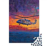 1000 Piece Jigsaw Puzzle for Adults Helicopter Sunset Flight Art Print Puzzles for Adults Relaxing Games Pattern Assembly for Is Ideal As A Gift 70x50cm/1000pcs
