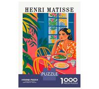 1000 Piece Jigsaw Puzzle for Adults, Henri Matisse Inspired Dining Scene Artwork, Challenging Brain Teaser, Christmas Family Activity, Precision Cut Pieces, 52x38cm/1000pcs