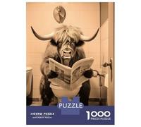 1000 Piece Jigsaw Puzzle for Adults Highland Cow on The Toilet (2) Puzzles for Adults Relaxing Games Pattern Assembly for Is Ideal As A Gift 52x38cm/1000pcs