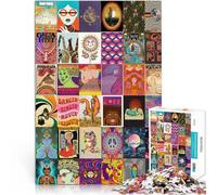 1000 Piece Jigsaw Puzzle for Adults “hippie patchwork art” Made of cardboard,Suitable for ages 14 and up Educational Games Home Decoration game. Wish List with Santa Claus。size:26x38cm
