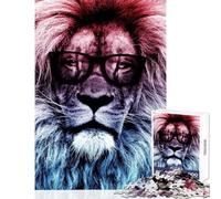 1000 Piece Jigsaw Puzzle for Adults Hipster Lion Fun Interactive Family Experience Wonderful Holiday Giftsing Choice (38x52cm)