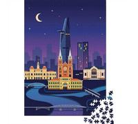 1000 Piece Jigsaw Puzzle for Adults, Ho Chi Minh City Skyline at Night | For rainy days and slower weekends: Adult jigsaw puzzle with 1000 pieces creates a longer, more absorbing puzzle session.