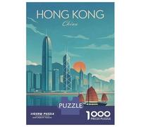 1000 Piece Jigsaw Puzzle for Adults Hong Kong Skyline with Junk Boat Jigsaw for Adults Hands-on Game Improve Memory Birthday And Unique Gifts 70x50cm/1000pcs