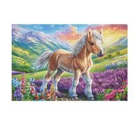 1000 Piece Jigsaw Puzzle for Adults Horse Flower Field 1000 PCS 75x50cm Stress Relief Puzzle for Office Workers Great for After Work Unwind Relaxation Hobby Gift