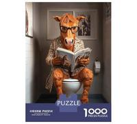 1000 Piece Jigsaw Puzzle for Adults Horse in Bathroom Reading Jigsaw for Adults Hands-on Game Improve Memory Birthday And Unique Gifts 38x26cm/1000pcs