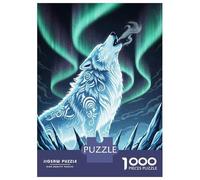 1000 Piece Jigsaw Puzzle for Adults Howling Wolf Aurora Borealis Puzzles for Adults Relaxing Games Pattern Assembly for Is Ideal As A Gift 70x50cm/1000pcs