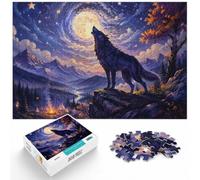 1000 Piece Jigsaw Puzzle for Adults, Howling Wolf Starry Night | For a calm Advent activity: Adult jigsaw puzzle with 1000 pieces turns winter leisure into a focused activity.