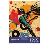 1000 Piece Jigsaw Puzzle for Adults Hummingbird with Abstract Background Hummingbird Vibrant Poster Teenager Puzzles Relaxing Games Enhance Memory Unique Gifts for Birthday And Christmas 70x50cm/1000